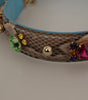 Dolce & Gabbana Brown Exotic Leather Crystals Shoulder Strap