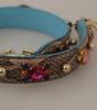 Dolce & Gabbana Brown Exotic Leather Crystals Shoulder Strap