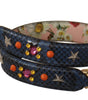 Dolce & Gabbana Blue Exotic Leather Crystals Reversible Shoulder Strap