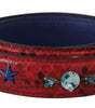 Dolce & Gabbana Red Exotic Leather Crystals Shoulder Strap
