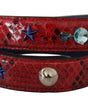 Dolce & Gabbana Red Exotic Leather Crystals Shoulder Strap