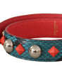 Dolce & Gabbana Green Crystals Leather Bag Shoulder Strap