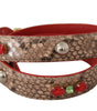 Dolce & Gabbana Brown Python Leather Crystals Shoulder Strap