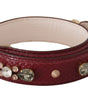 Dolce & Gabbana Bordeaux Leather Crystals Bag Shoulder Strap