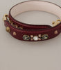 Dolce & Gabbana Bordeaux Leather Crystals Bag Shoulder Strap