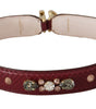 Dolce & Gabbana Bordeaux Leather Crystals Bag Shoulder Strap
