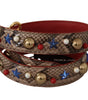 Dolce & Gabbana Brown Python Leather Studded Shoulder Strap
