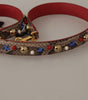Dolce & Gabbana Brown Python Leather Studded Shoulder Strap