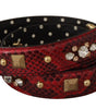 Dolce & Gabbana Red Python Leather Crystals Reversible Shoulder Strap