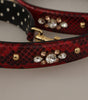 Dolce & Gabbana Red Python Leather Crystals Reversible Shoulder Strap