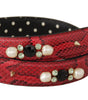 Dolce & Gabbana Red Python Leather Crystals Reversible Shoulder Strap