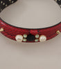Dolce & Gabbana Red Python Leather Crystals Reversible Shoulder Strap