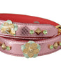 Dolce & Gabbana Metallic Pink Leather Studded Shoulder Strap