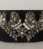 Dolce & Gabbana Black Silk Brass Crystal Embellished Waist Belt