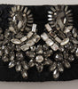 Dolce & Gabbana Black Silk Brass Crystal Embellished Waist Belt