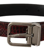 Dolce & Gabbana Red Exotic Leather Metal Logo Buckle Belt