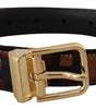 Dolce & Gabbana Multicolor Leather Jacquard Gold Metal Buckle Belt