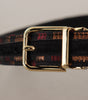 Dolce & Gabbana Multicolor Leather Jacquard Gold Metal Buckle Belt