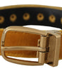 Dolce & Gabbana Mustard Velvet Gold Logo Engraved Metal Buckle Belt