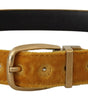 Dolce & Gabbana Mustard Velvet Gold Logo Engraved Metal Buckle Belt