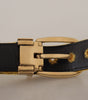 Dolce & Gabbana Mustard Velvet Gold Logo Engraved Metal Buckle Belt
