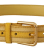 Dolce & Gabbana Yellow Velvet Gold Metal Logo Engraved Buckle Belt
