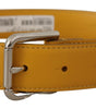 Dolce & Gabbana Yellow Leather Silver Tone Logo Metal Buckle Belt