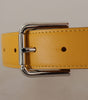 Dolce & Gabbana Yellow Leather Silver Tone Logo Metal Buckle Belt
