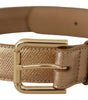 Dolce & Gabbana Rose Gold Leather Metallic Tone Metal Buckle Belt