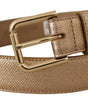 Dolce & Gabbana Rose Gold Leather Metallic Tone Metal Buckle Belt
