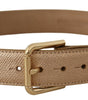 Dolce & Gabbana Rose Gold Leather Metallic Tone Metal Buckle Belt