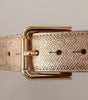 Dolce & Gabbana Rose Gold Leather Metallic Tone Metal Buckle Belt