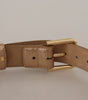 Dolce & Gabbana Rose Gold Leather Metallic Tone Metal Buckle Belt