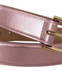 Dolce & Gabbana Metallic Pink Polished Leather Logo Metal Buckle Belt