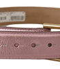 Dolce & Gabbana Metallic Pink Polished Leather Logo Metal Buckle Belt