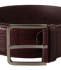 Dolce & Gabbana Maroon Calf Leather Wide Logo Engraved Buckle Belt
