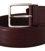 Dolce & Gabbana Maroon Calf Leather Wide Logo Engraved Buckle Belt