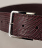 Dolce & Gabbana Maroon Calf Leather Wide Logo Engraved Buckle Belt