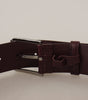 Dolce & Gabbana Maroon Calf Leather Wide Logo Engraved Buckle Belt