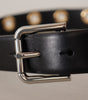 Dolce & Gabbana Black Leather Eyelet Silver Tone Metal Buckle Belt