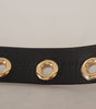 Dolce & Gabbana Black Leather Eyelet Silver Tone Metal Buckle Belt