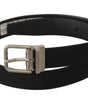 Dolce & Gabbana Black Canvas Leather Silver Tone Metal Buckle Belt
