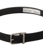 Dolce & Gabbana Black Canvas Leather Silver Tone Metal Buckle Belt