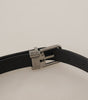 Dolce & Gabbana Black Canvas Leather Silver Tone Metal Buckle Belt