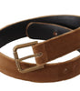 Dolce & Gabbana Brown Velvet Bronze Vintage Logo Metal Buckle Belt