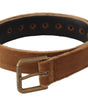 Dolce & Gabbana Brown Velvet Bronze Vintage Logo Metal Buckle Belt