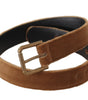 Dolce & Gabbana Brown Velvet Bronze Vintage Logo Metal Buckle Belt