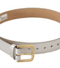 Dolce & Gabbana Silver Leather Gold Tone Logo Metal Buckle Belt