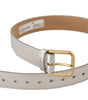 Dolce & Gabbana Silver Leather Gold Tone Logo Metal Buckle Belt