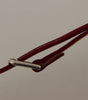 Dolce & Gabbana Red Velvet Silver Logo Engraved Metal Buckle Belt